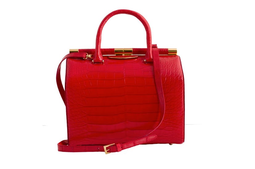 Tyler Alexandra Jamie large crocodile bag in red, $10500, [tyleralexandra.com](http://shop.tyleralex...