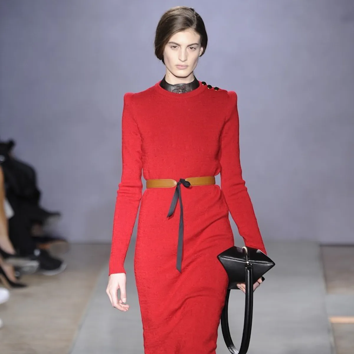 maison martin margiela red dress Wool mid-length dress