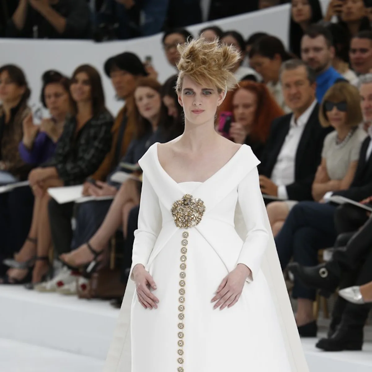 valentino white dress Floral Embroidered Sheer Maxi White / 40 from the shoulders in an Italian size 40 Valentino White Dress Runway VALENTINO