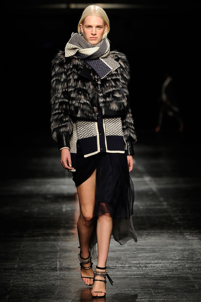 Prabal Gurung fox and leather jacket