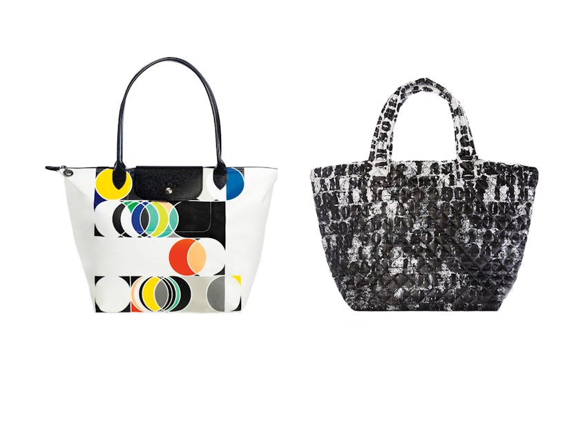 Sarah Morris's Longchamp tote and Glenn Ligon's MZ Wallace tote