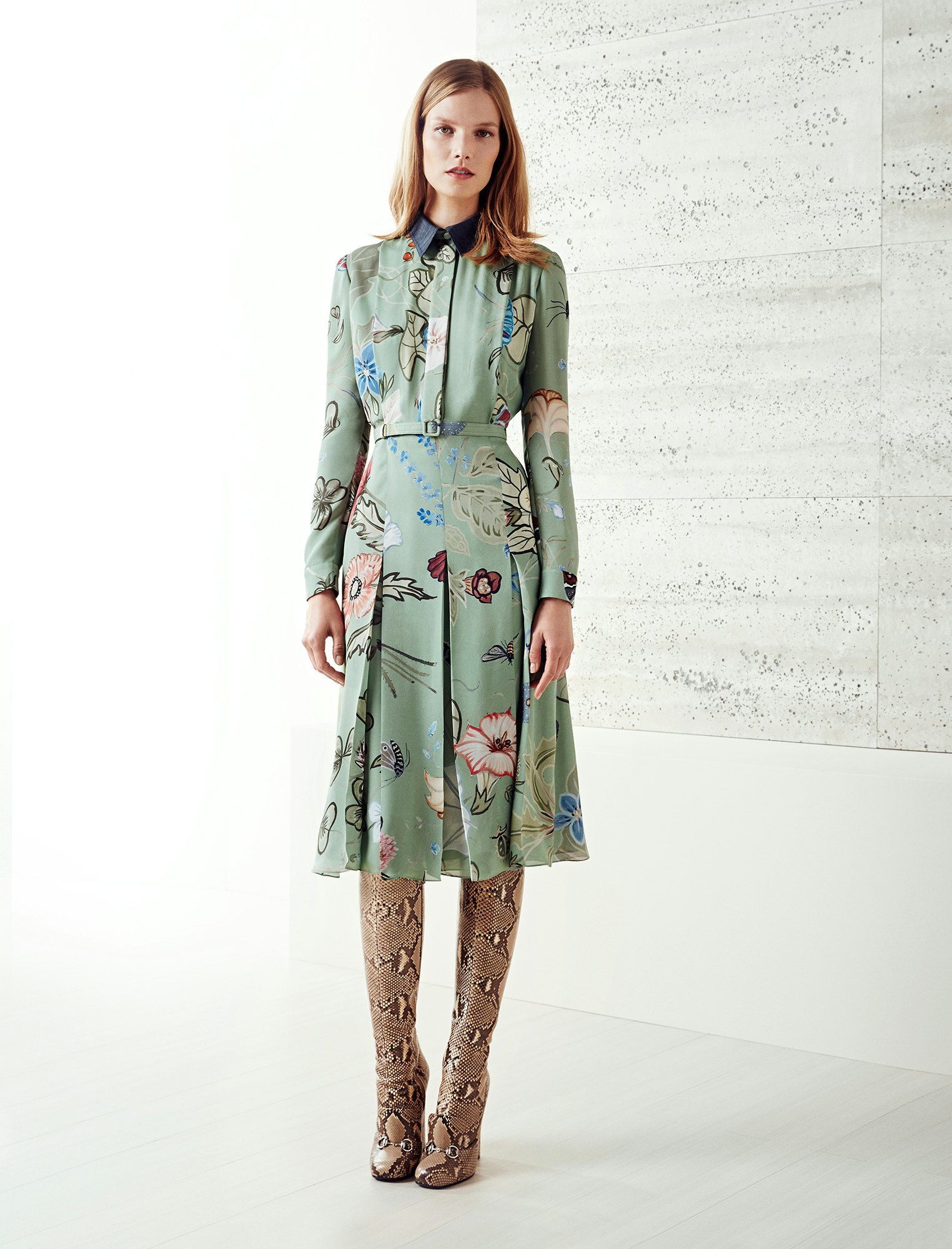 gucci green dress with flowers