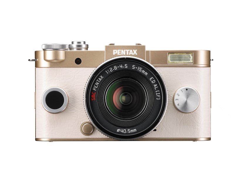 Pentax Q-S1 camera in champagne gold
