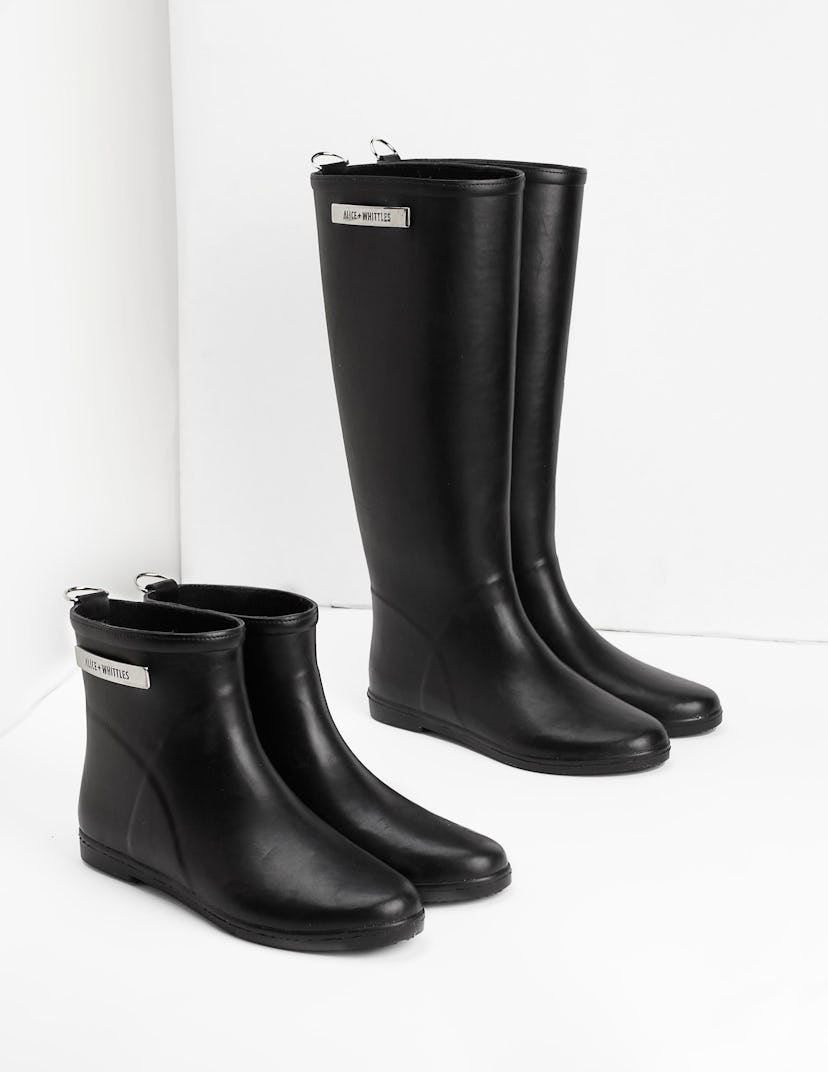 Alice + Whittles black rubber ankle boot