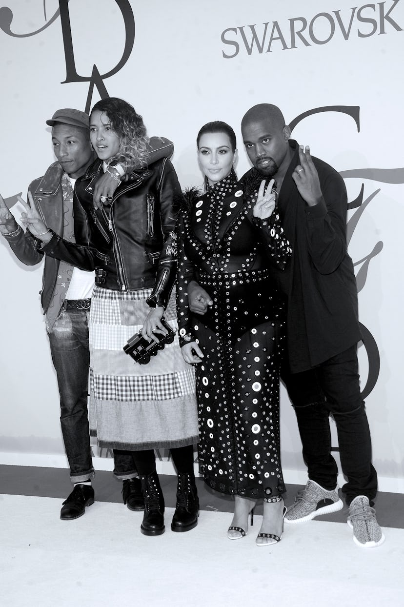 Pharrell Williams, Helen Lasichanh, Kim Kardashian, and Kanye West