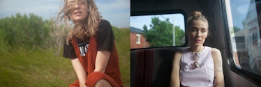 A two-part collage of a woman sitting on grass and a woman sitting in a car by Lexie Moreland