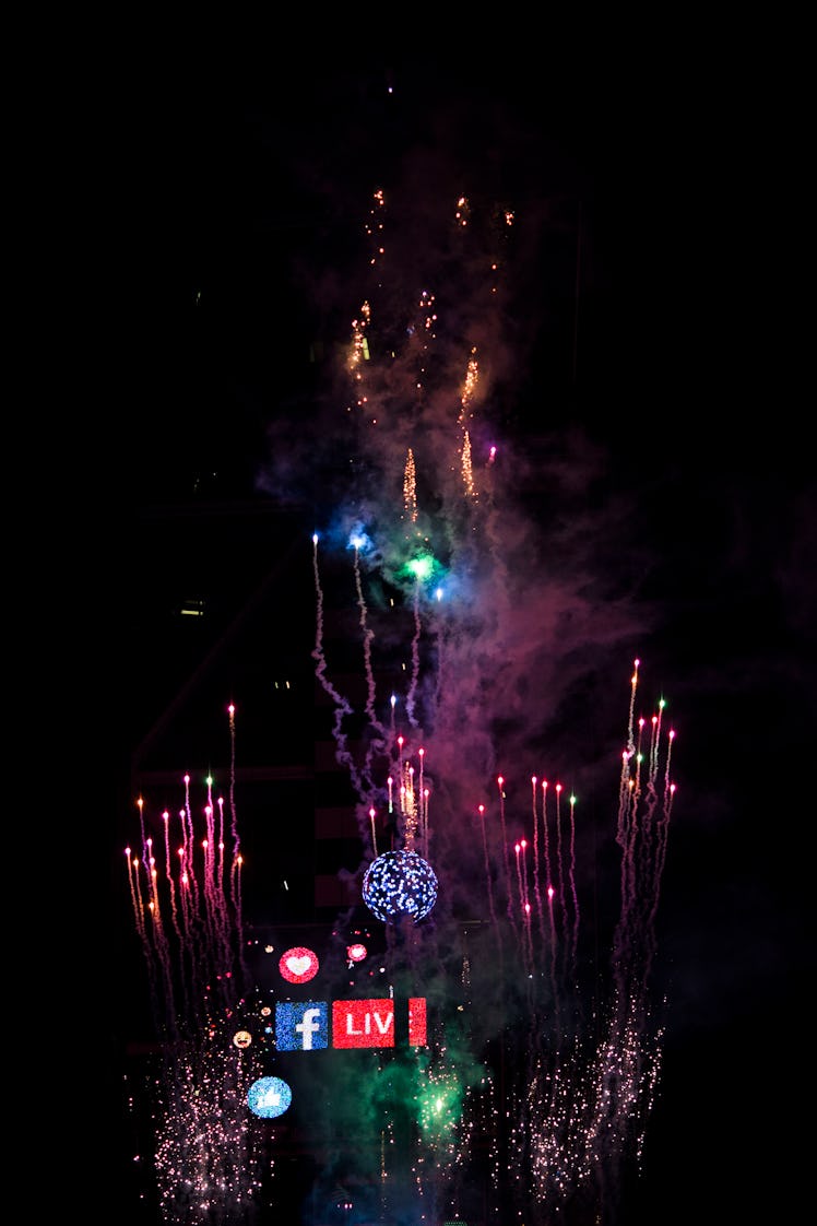 Fireworks at Times Square during New Year's Eve 2017 celebration.
