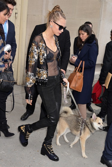 Cara Delevingne Brings a Dog to the Chanel Couture Show 2016