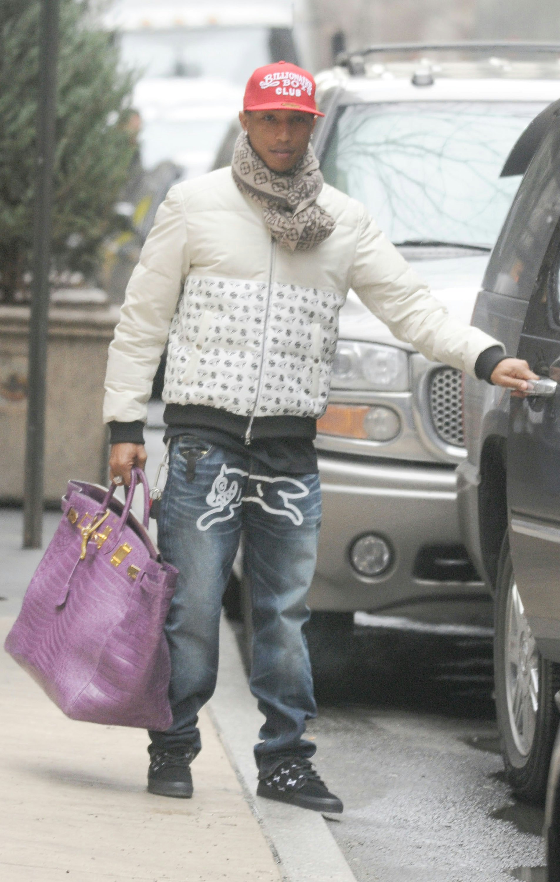 pharrell purple hermes bag