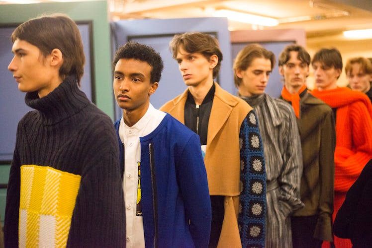 Models backstage before the presentation of J.W. Anderson’s Fall/Winter 2017 Collection.