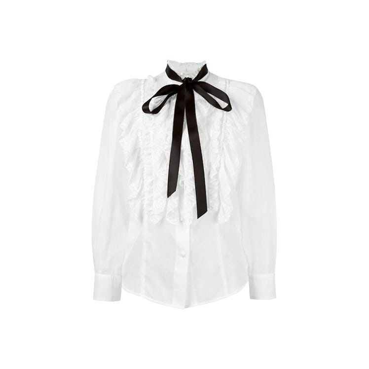 MARC JACOBS white shirt with a black bow tie 