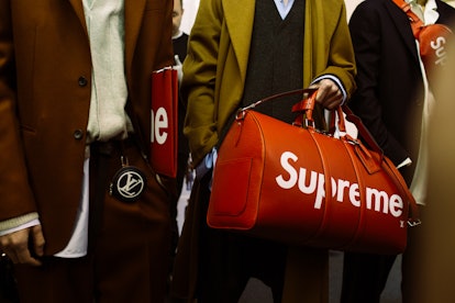 supreme duffle bag red louis vuittons