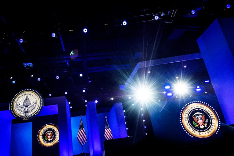 A stage prepared for Donald J. Trump’s Inauguration Ball