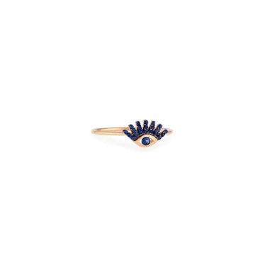 Kismet by Milka, ‘Protect Me’ 14K Rose Gold and Blue Sapphire Evil Eye Ring