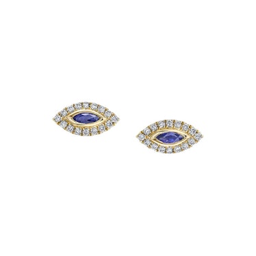 Anita Ko, Diamond Evil Eye Studs with Blue Sapphire Eyes