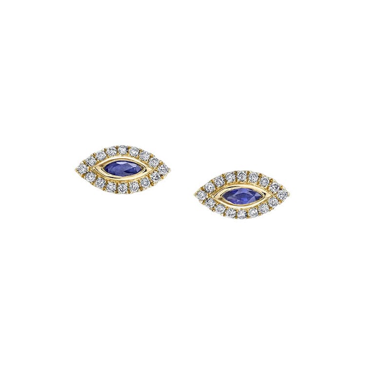 Anita Ko, Diamond Evil Eye Studs with Blue Sapphire Eyes