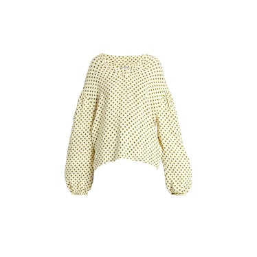 Balenciaga balloon-sleeved polka-dot print crepe blouse