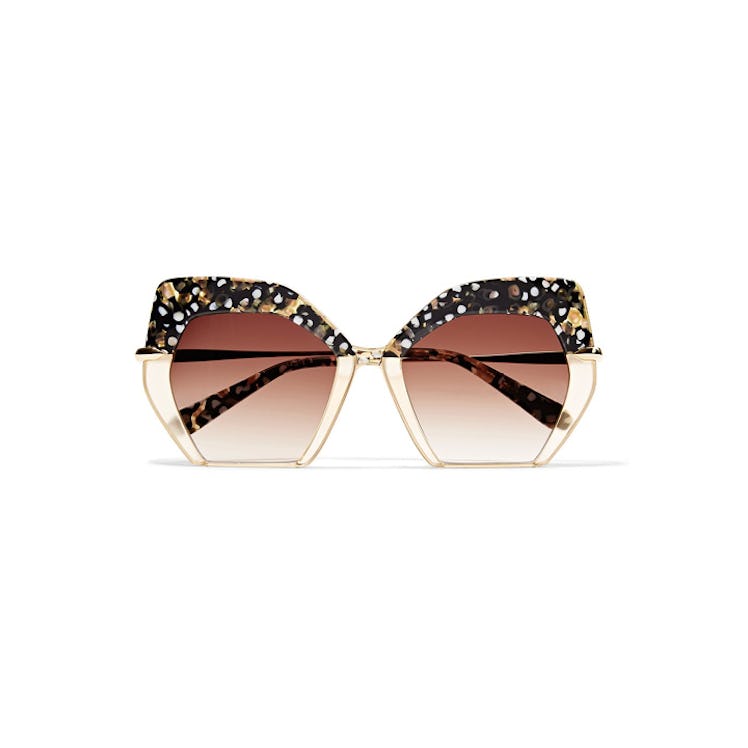 Krewe Octavia square-frame acetate and gold-plated sunglasses