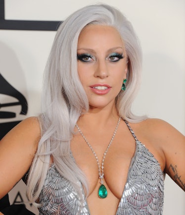 Lady Gaga with silvery hair at the 2015 Grammys