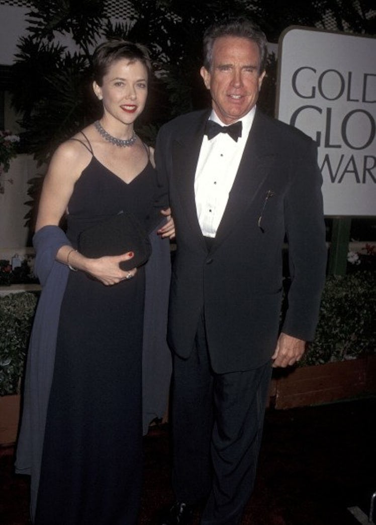 Annette Bening and Warren Beatty at the 53rd Annual Golden Globe Awards in 1996.