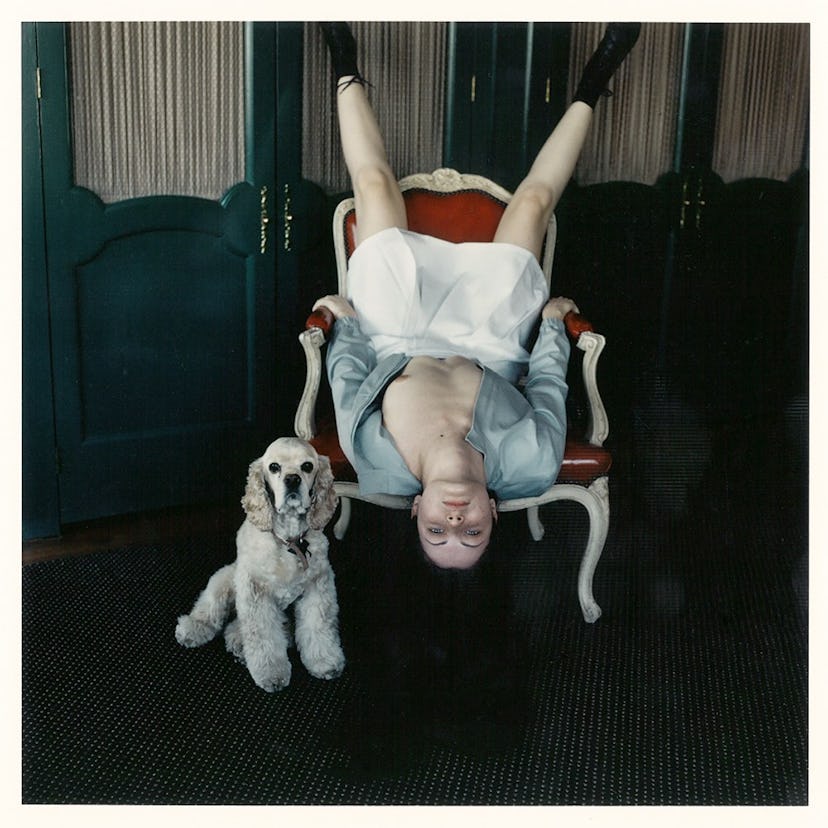 3 Kat Upside Down in Chair with Dog.jpg