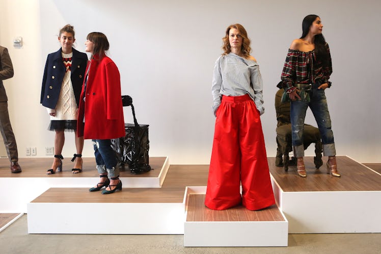 Sandra Bernhard and models at the J.Crew Fall 2017 presentation