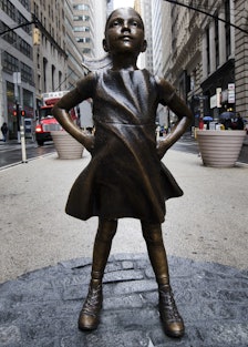 Sculpture of Little Girl Installed in Lower Manhattan, New York, USA - 07 Mar 2017