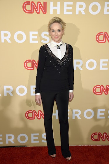 Sharon Stone in a black sweater and slim trousers at the CNN Heroes event