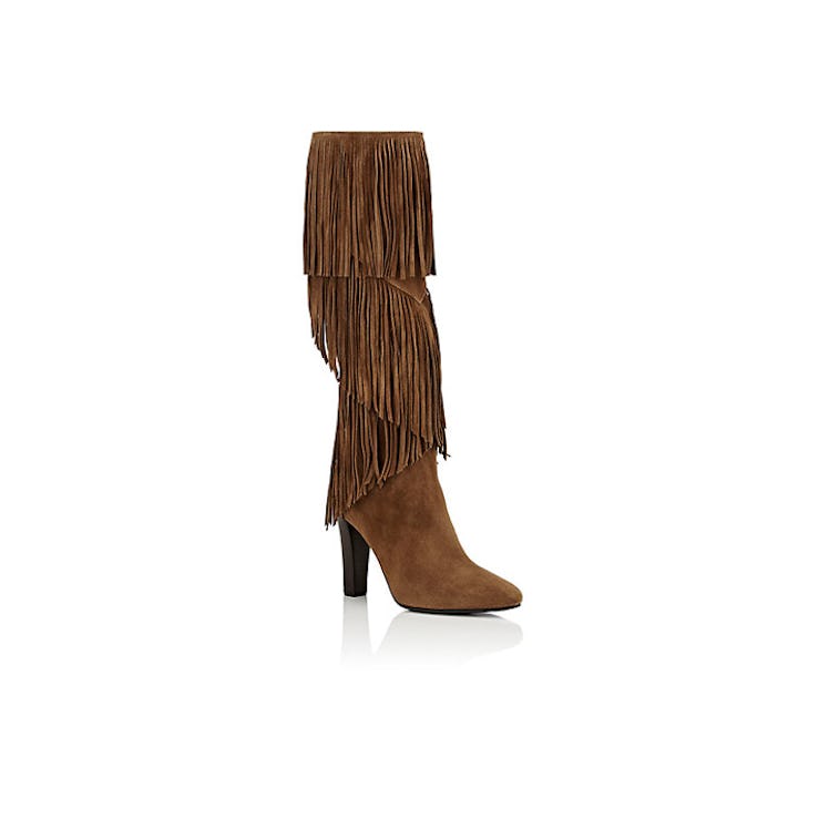 Saint Laurent, Lily Fringed Suede Knee Boots