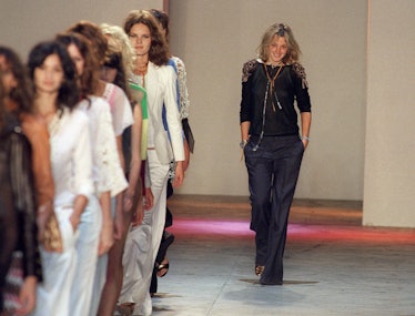 One of Chloé’s revered designers, Phoebe Philo, walking up for her final bow at her debut runway sho...