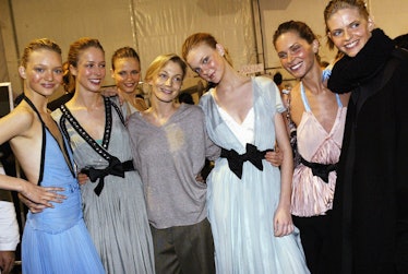 Chloé’s revered designer, Phoebe Philo, posing for a photograph with the leading models of the day w...
