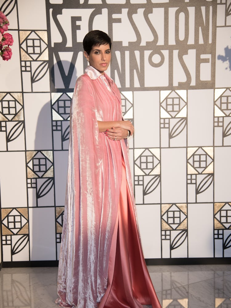 Princess Deena Aljuhani Abdulaziz, editor-in-chief of Vogue Arabia, arrives at the Rose Ball in Mont...