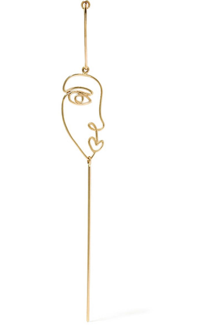 Sarah & Sebastian, Long Face 14-karat gold earring