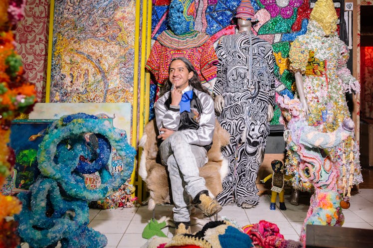 Raúl de Nieves’ sitting in his bead-filled Brooklyn Studio