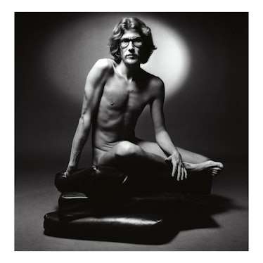 Yves Saint Laurent posing nude for Jeanloup Sieff to debut his Pour Homme perfume.