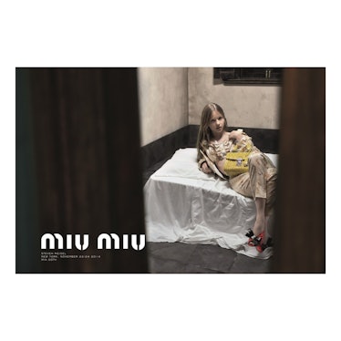 Mia Goth starring in a controversial ad for the 2015 Miu Miu campaign
