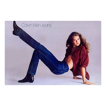 A 15-year-old Brooke Shields posing for the controversial ad campaign for Calvin Klein Jeans