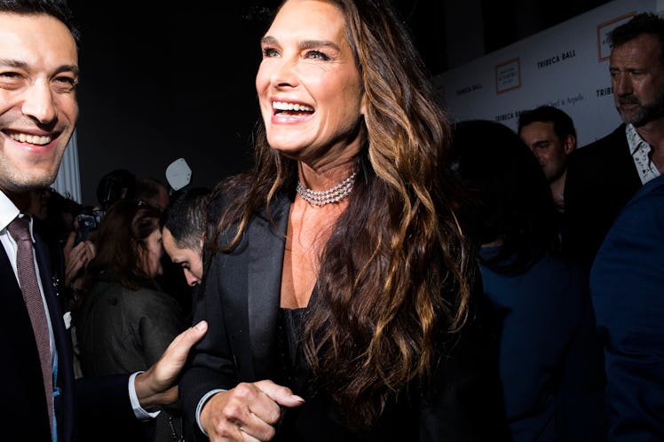 Brooke Shields smiling at the 2017 Tribeca Ball at the New York Academy of Art