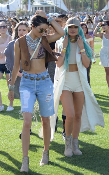 Kendall and a blue-haired Kylie Jenner at Coachella
