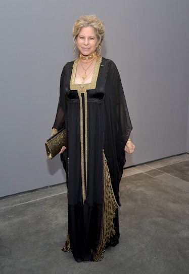 Barbra Streisand in a black and gold embellished gown at LACMA's 50th Anniversary Gala
