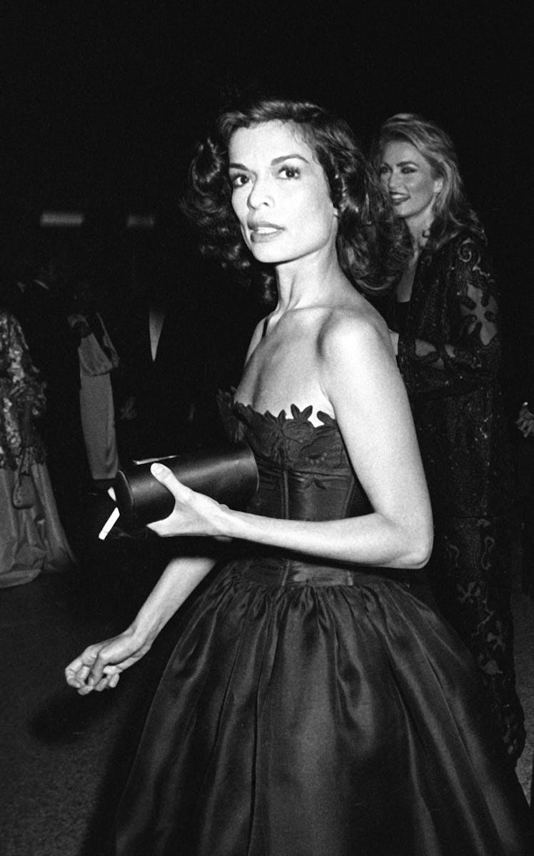 Bianca Jagger wearing a strapless dress at the Met Gala