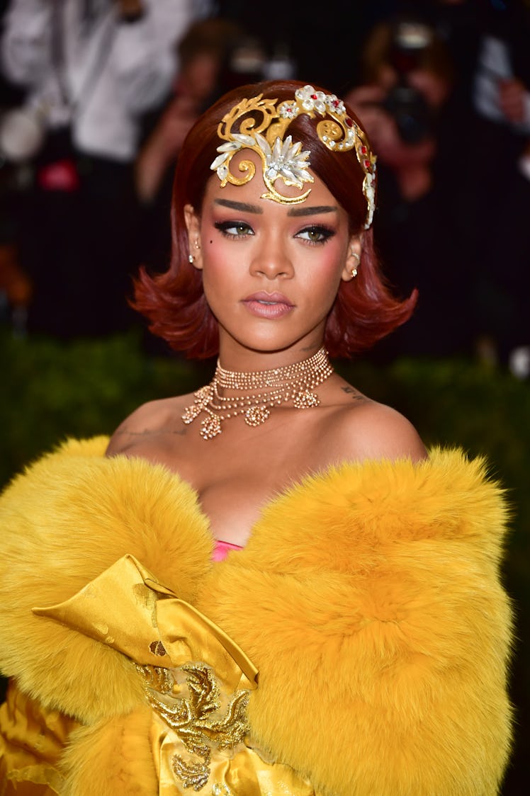 Rihanna wearing yellow at the Met Gala