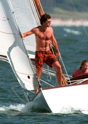  John F. Kennedy Jr. on a sailing boat at Hyannis Port