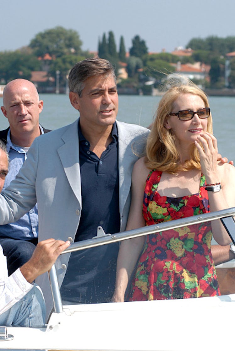 George and Patricia Clarkson arriving to Venice Film Festival on a water taxi