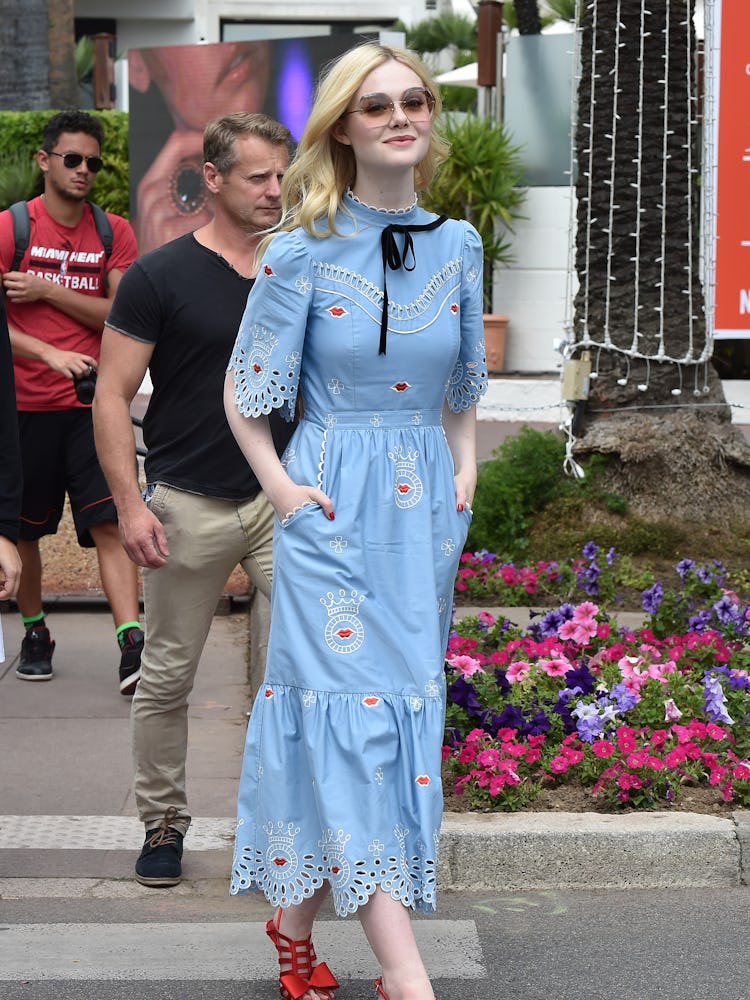 Elle Fanning in a blue dress at the Cannes Film Festival 2017