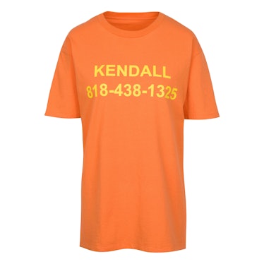 Call Me Unisex Tee Kendall in orange and yellow by Kendall and Kylie