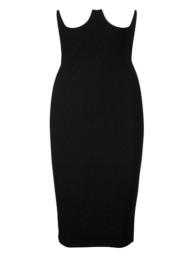 Latex & Knit Rib Layered Dress