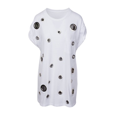 Oversize Grommet Tee Shirt in white by Kendall and Kylie