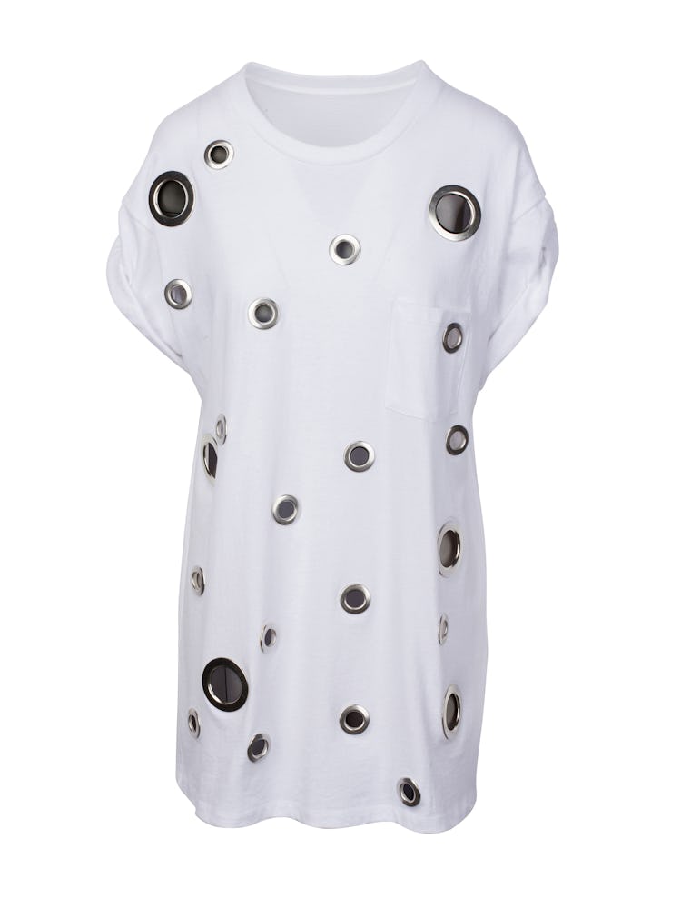 Oversize Grommet Tee Shirt In White