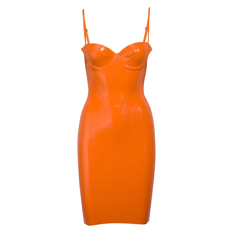 Latex Dress in orange by Kendall and Kylie